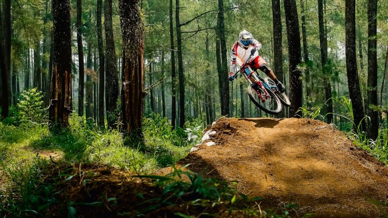 ROI Track - man riding bike doing stunt near green trees during daytime