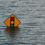 Disaster Recovery - traffic light sign underwater