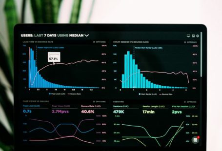 Data Analysis - graphs of performance analytics on a laptop screen