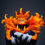 Apathy Action - a close up of a figurine of a person with fire on his face